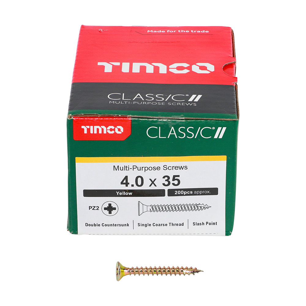 TIMCO Classic Multi-Purpose Countersunk Gold Woodscrews - 4.0 x 35 - Image