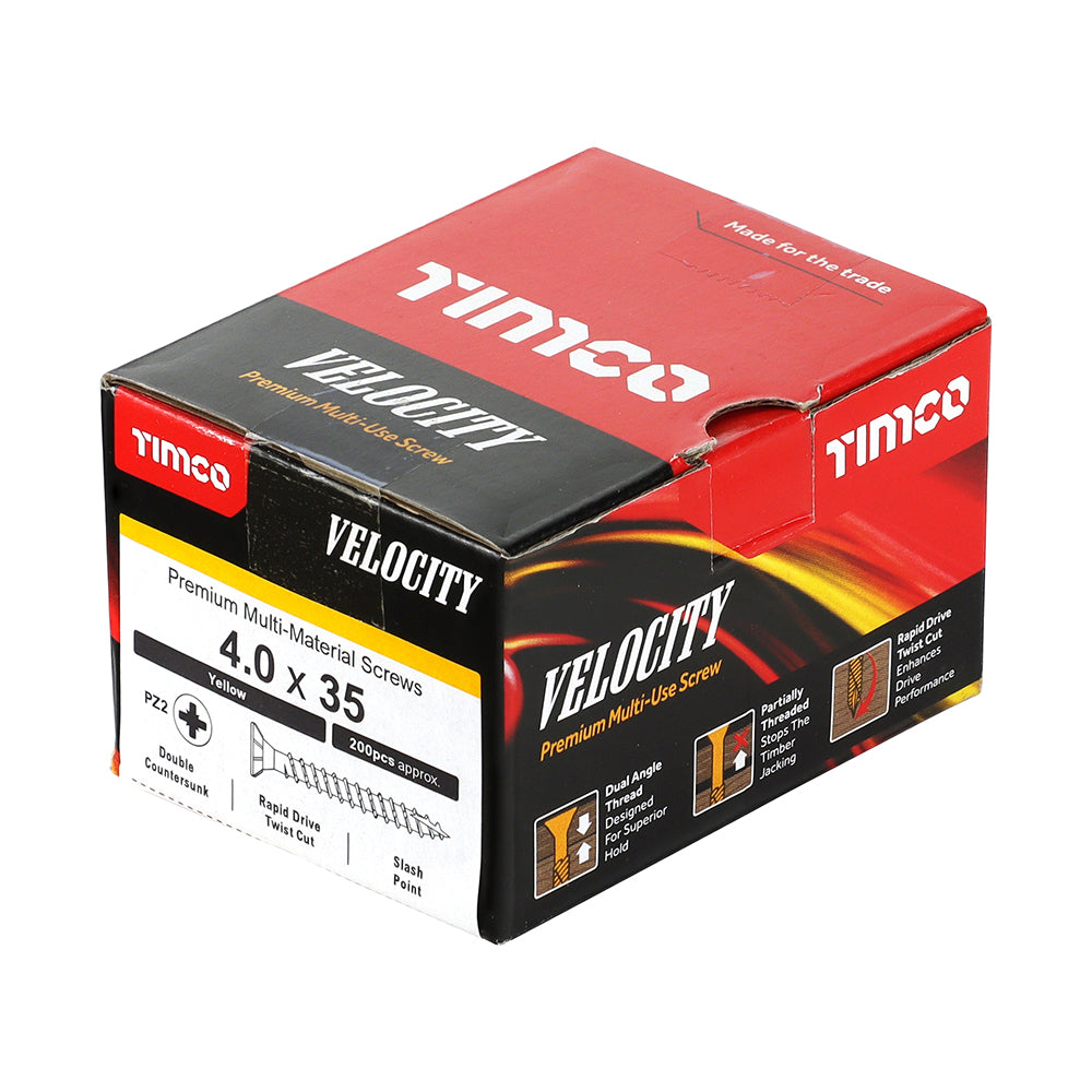 TIMCO Velocity Premium Multi-Use Countersunk Gold Woodscrews - 4.0 x 35 - Image