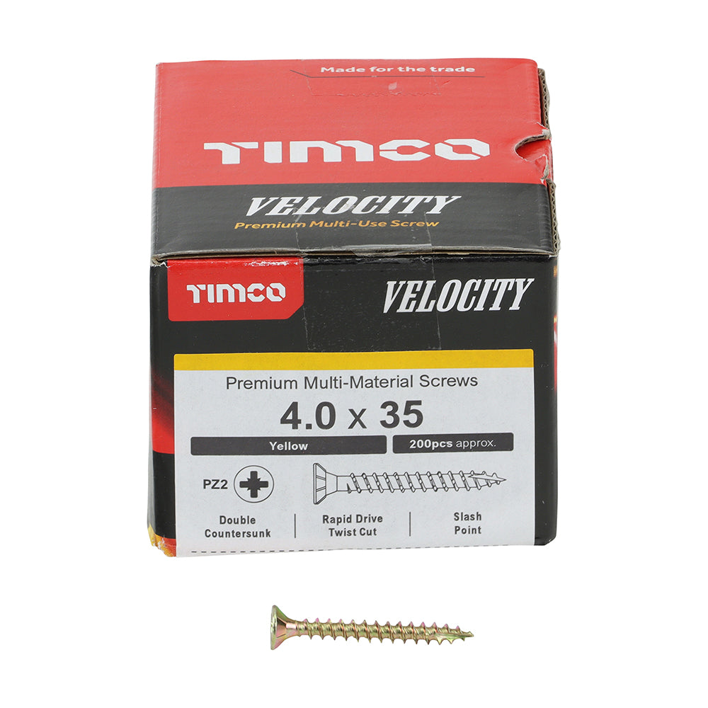 TIMCO Velocity Premium Multi-Use Countersunk Gold Woodscrews - 4.0 x 35 - Image