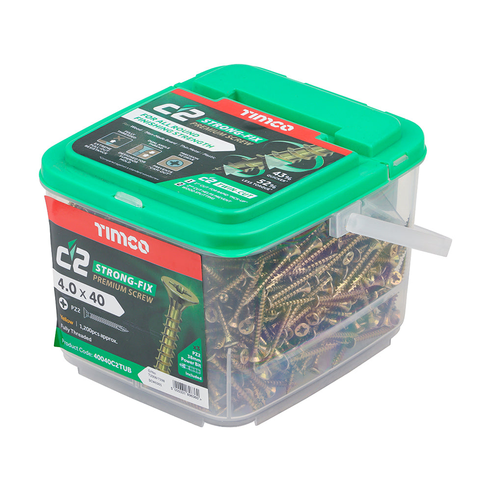 TIMCO C2 Strong-Fix Multi-Purpose Premium Countersunk Gold Woodscrews - 4.0 x 40 - Image