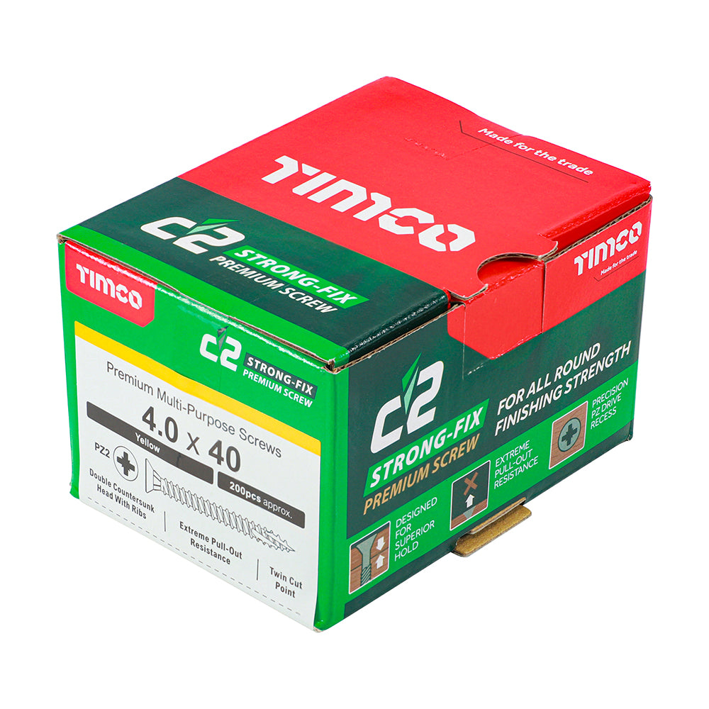 TIMCO C2 Strong-Fix Multi-Purpose Premium Countersunk Gold Woodscrews - 4.0 x 40 - Image