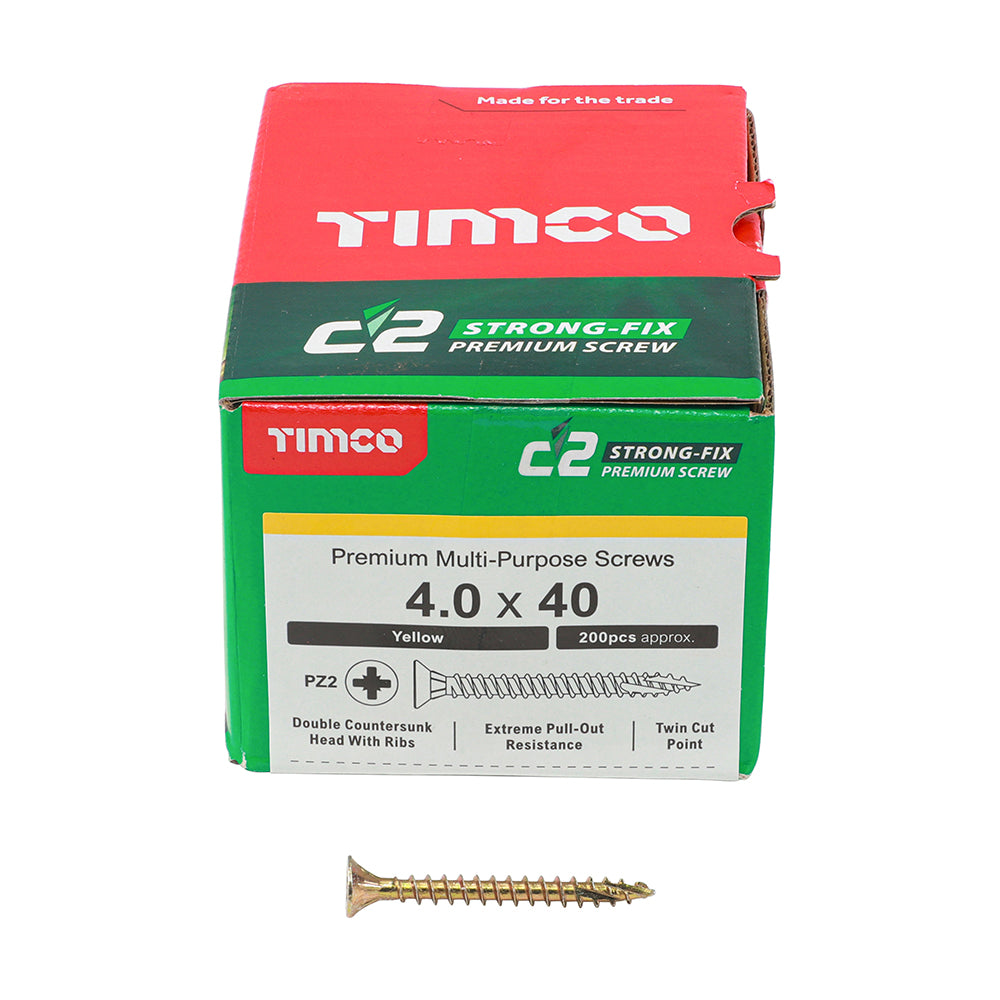 TIMCO C2 Strong-Fix Multi-Purpose Premium Countersunk Gold Woodscrews - 4.0 x 40 - Image