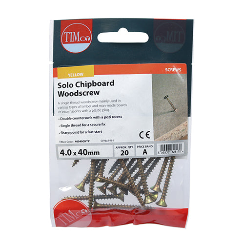 TIMCO Solo Countersunk Gold Woodscrews - 4.0 x 40 - Image
