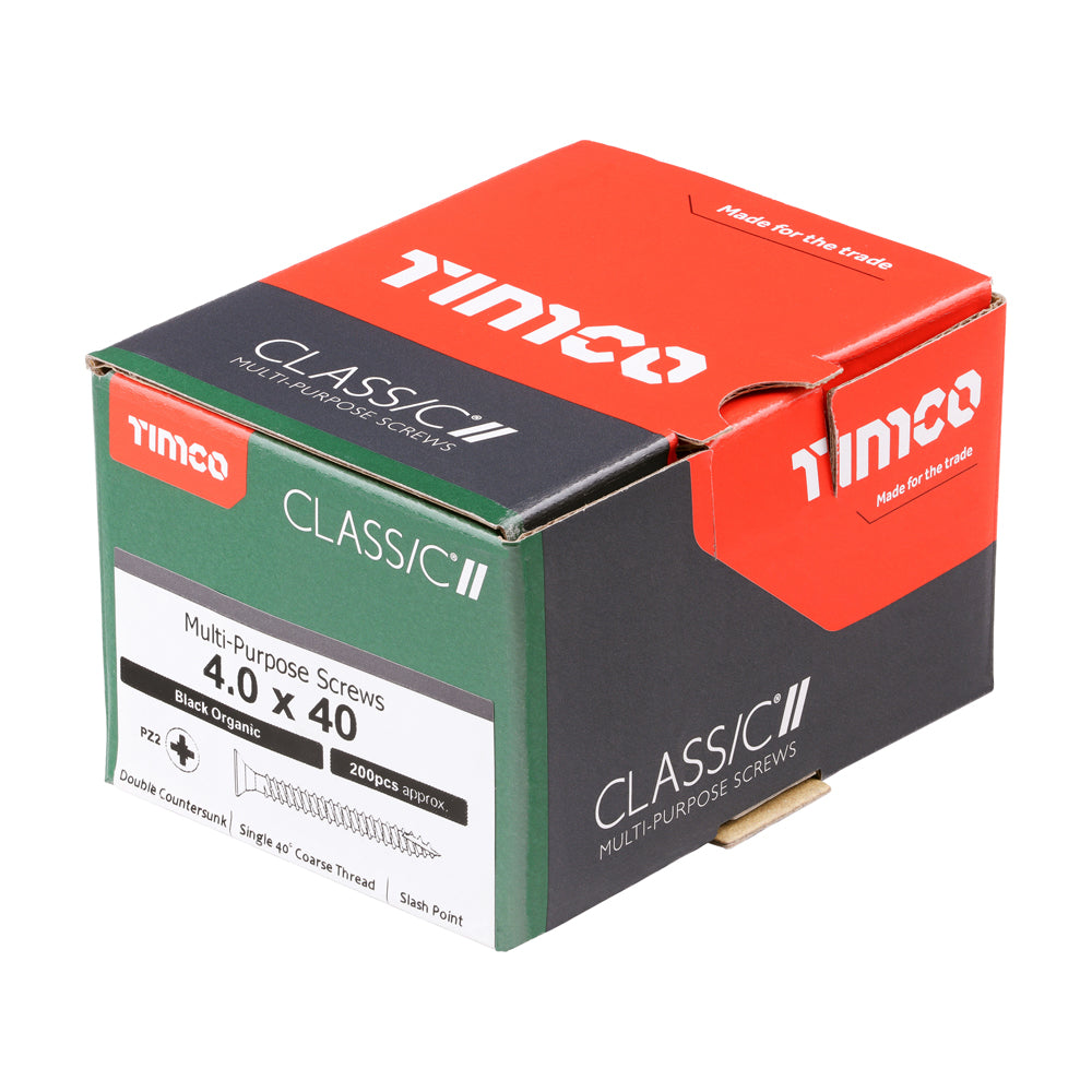 TIMCO Classic Multi-Purpose Countersunk Black Woodscrews - 4.0 x 40 - Image