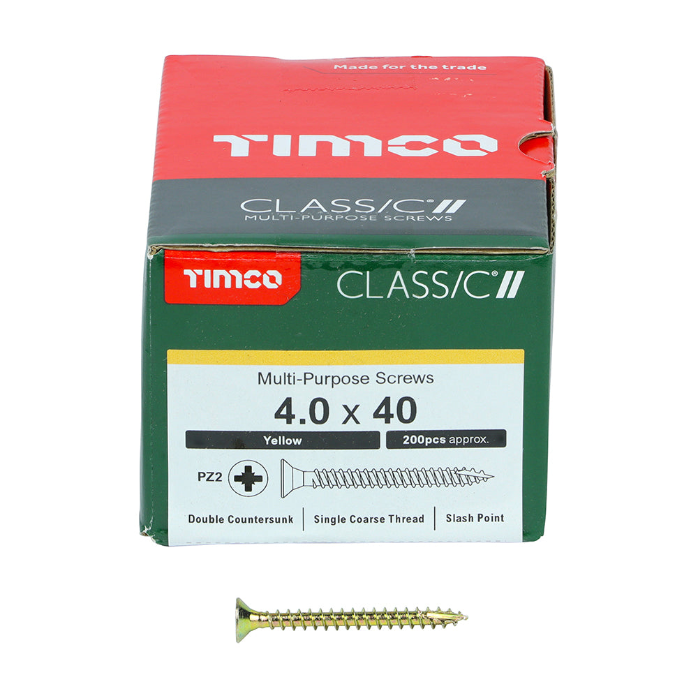 TIMCO Classic Multi-Purpose Countersunk Gold Woodscrews - 4.0 x 40 - Image