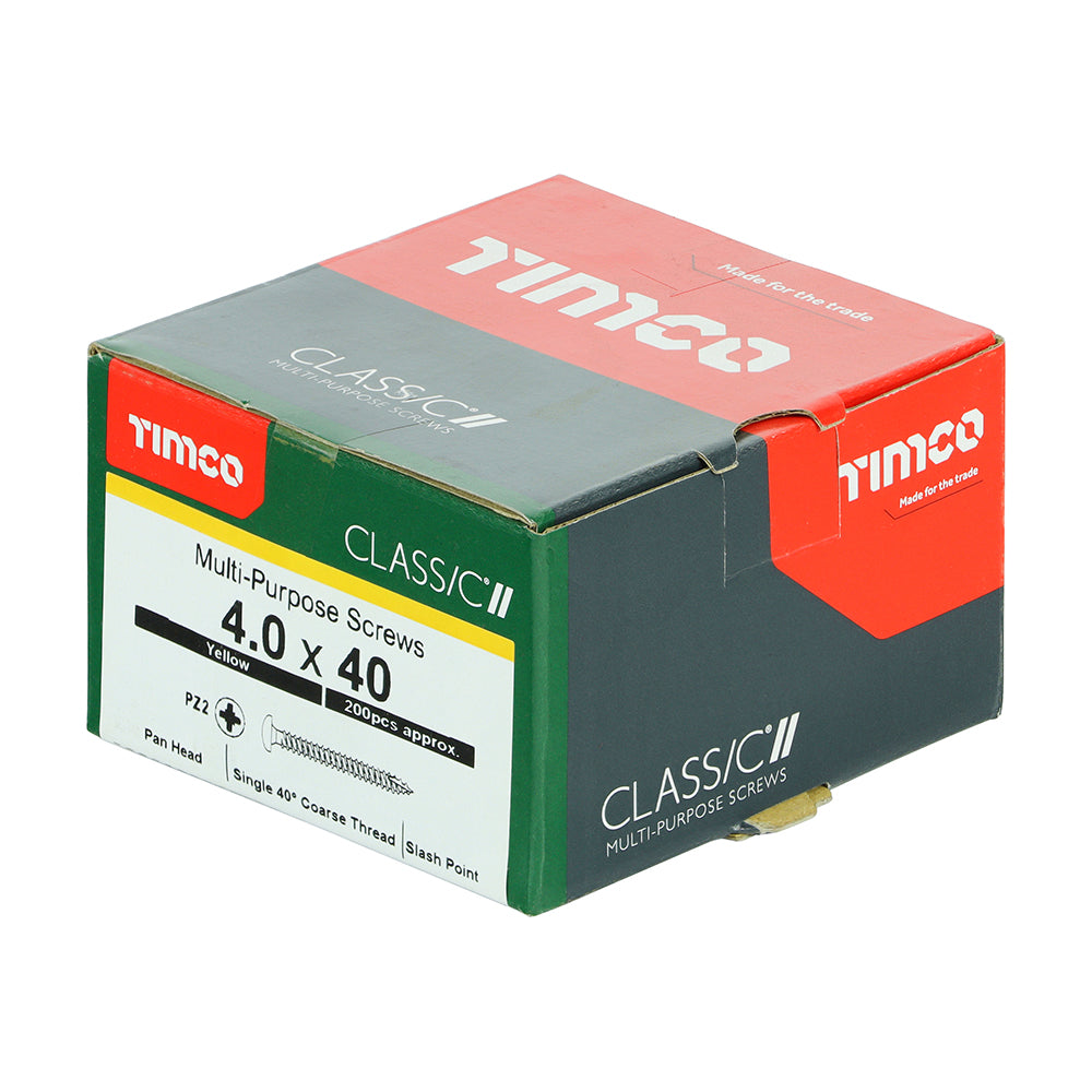 TIMCO Classic Multi-Purpose Pan Head Gold Woodscrews - 4.0 x 40 - Image