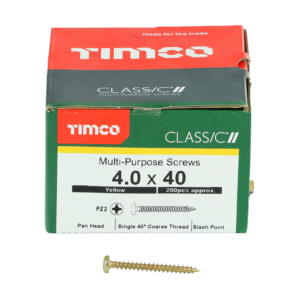 TIMCO Classic Multi-Purpose Pan Head Gold Woodscrews - 4.0 x 40 - Image