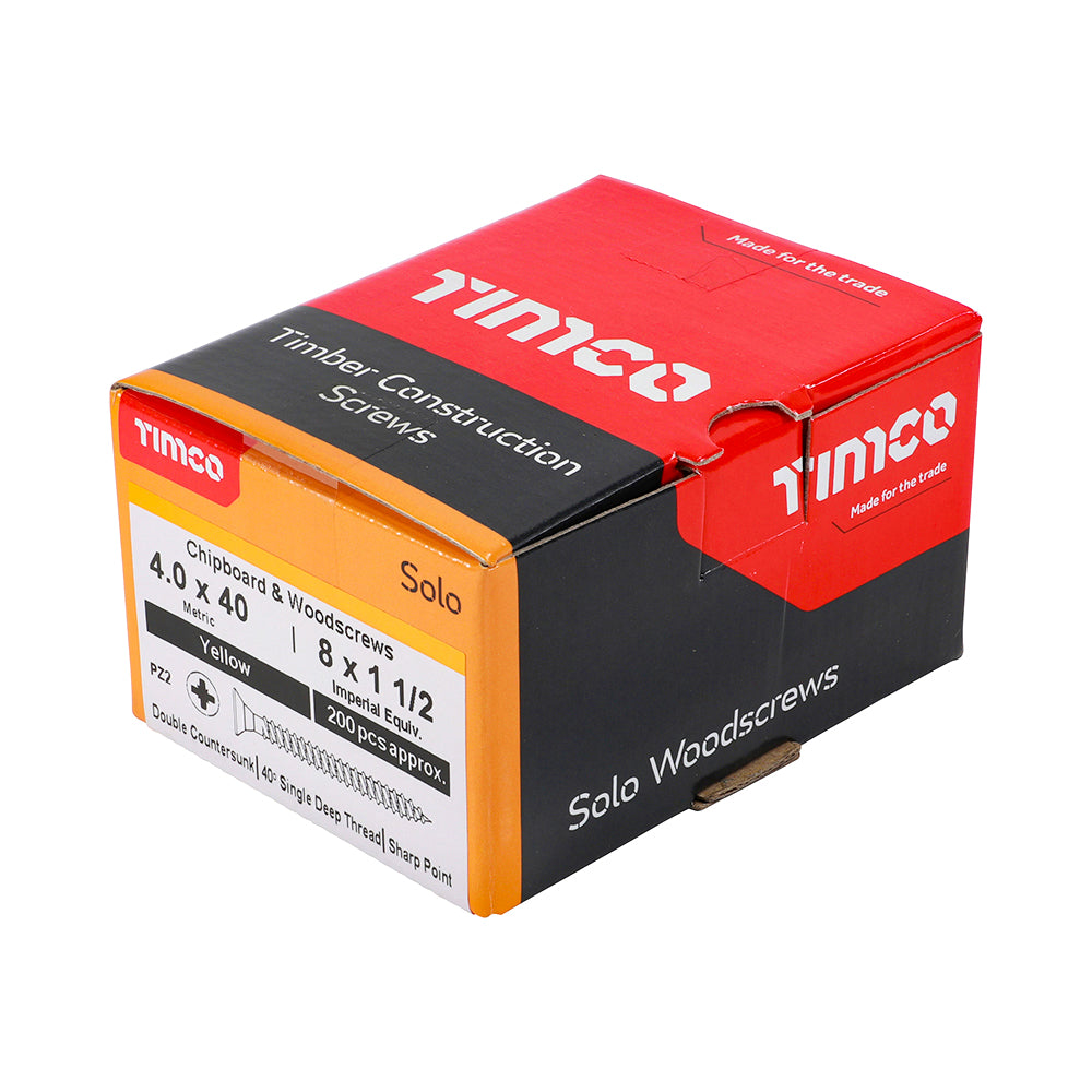TIMCO Solo Countersunk Gold Woodscrews - 4.0 x 40 - Image