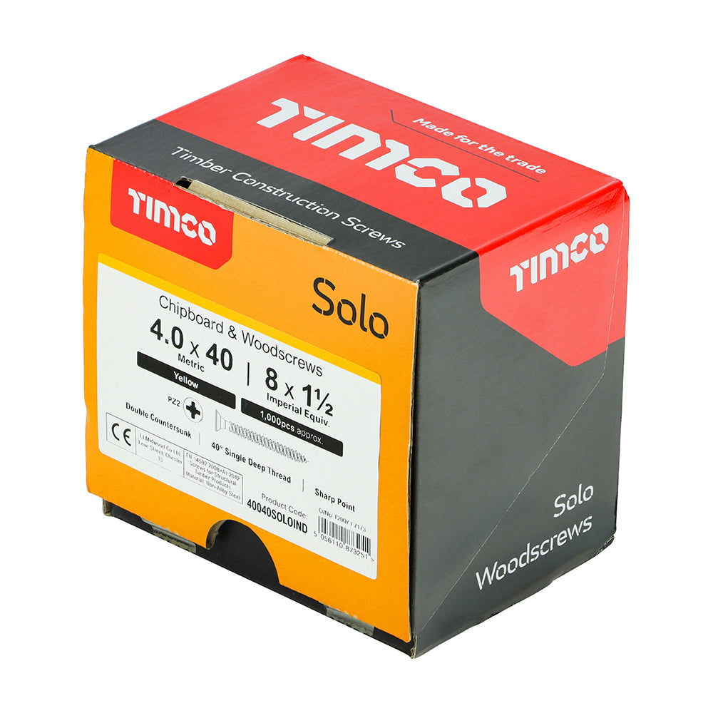 TIMCO Solo Countersunk Gold Woodscrews - 4.0 x 40 - Image