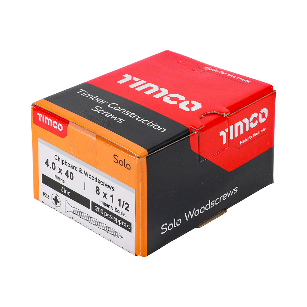 TIMCO Solo Countersunk Silver Woodscrews - 4.0 x 40 - Image