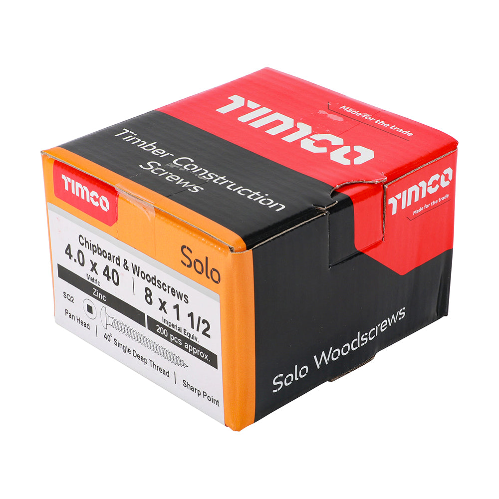 TIMCO Solo Pan Head Silver Woodscrews - 4.0 x 40 - Image