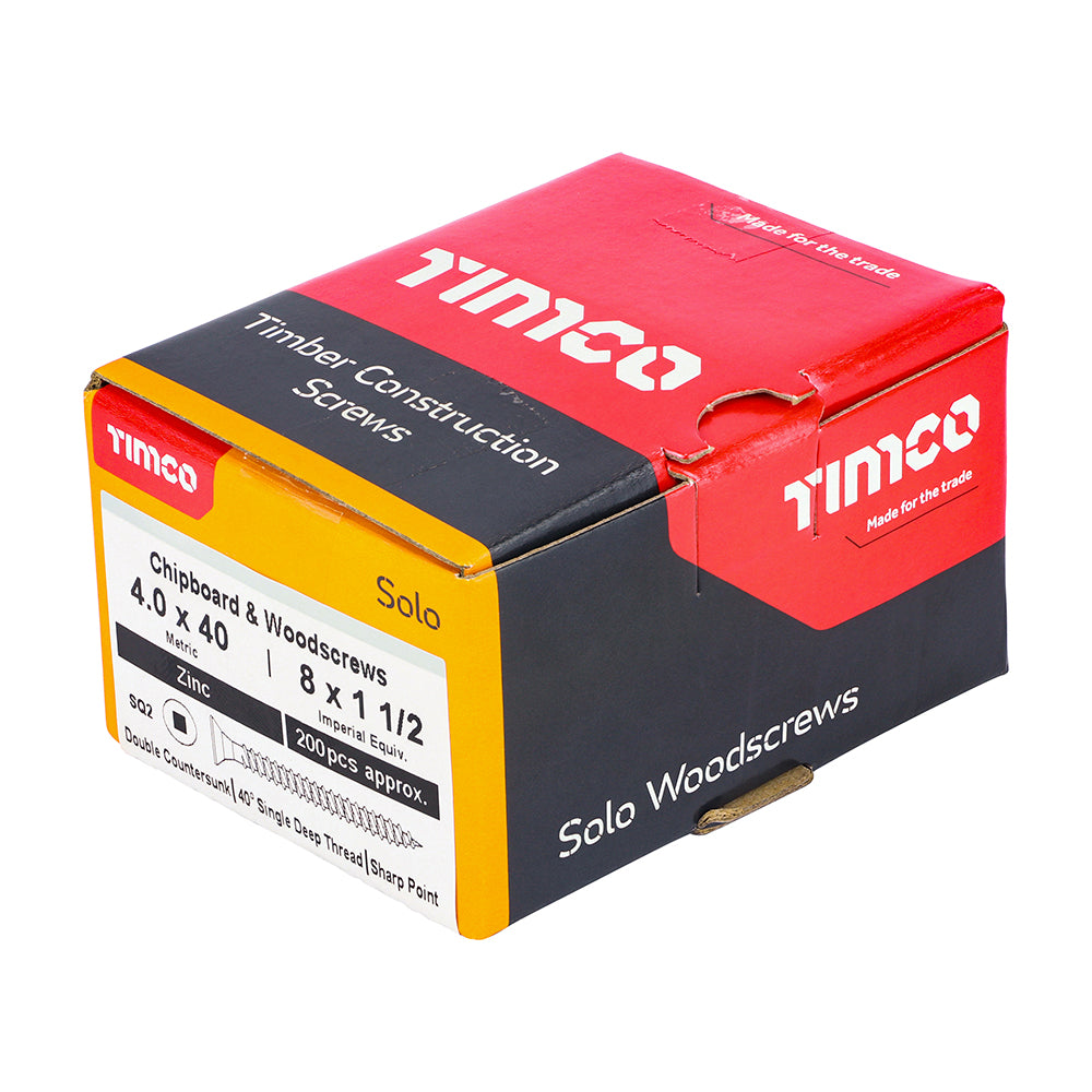 TIMCO Solo Countersunk Silver Woodscrews - 4.0 x 40 - Image