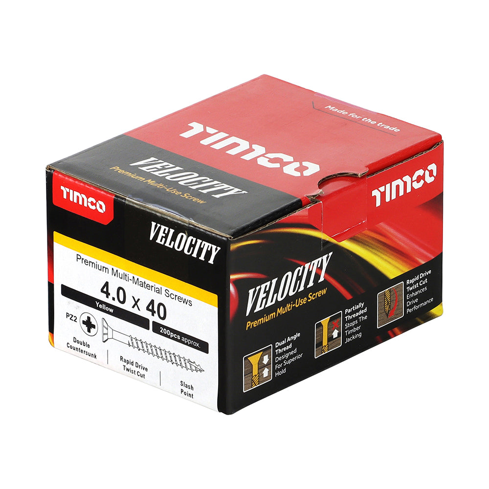 TIMCO Velocity Premium Multi-Use Countersunk Gold Woodscrews - 4.0 x 40 - Image