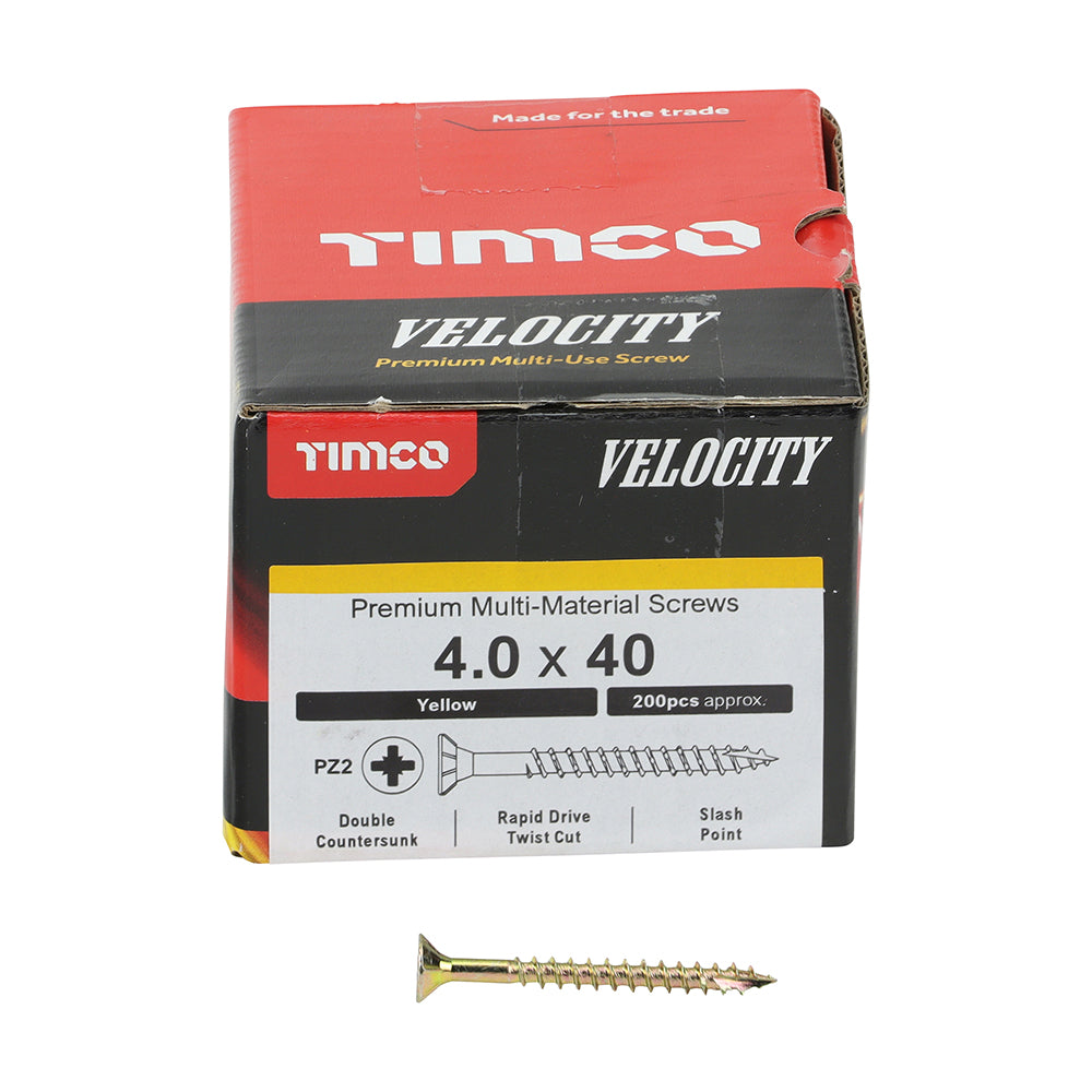 TIMCO Velocity Premium Multi-Use Countersunk Gold Woodscrews - 4.0 x 40 - Image