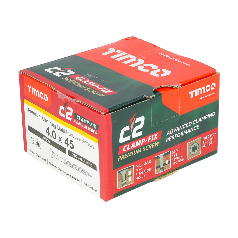 TIMCO C2 Clamp-Fix Multi-Purpose Premium Countersunk Gold Woodscrews - 4.0 x 45 - Image