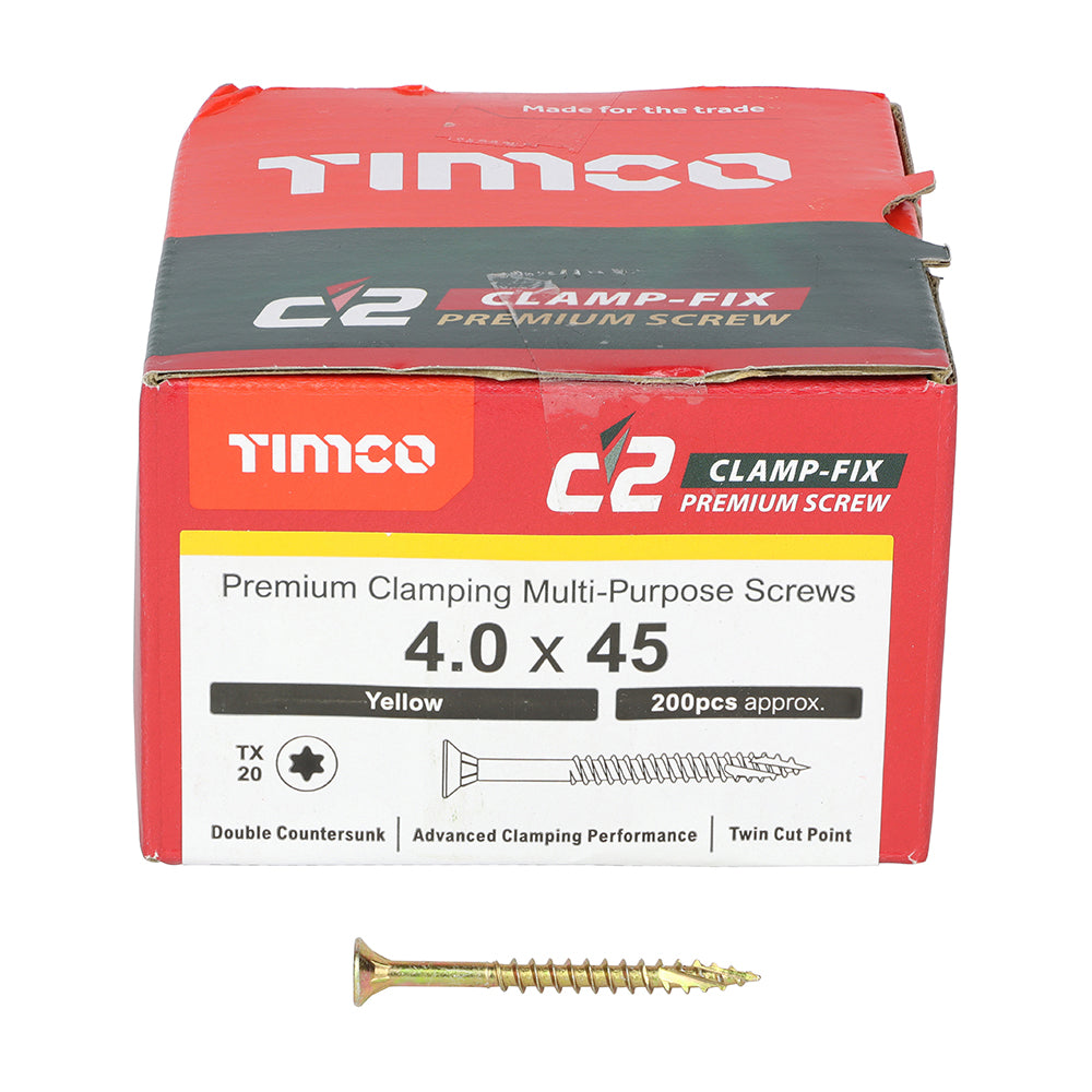 TIMCO C2 Clamp-Fix Multi-Purpose Premium Countersunk Gold Woodscrews - 4.0 x 45 - Image