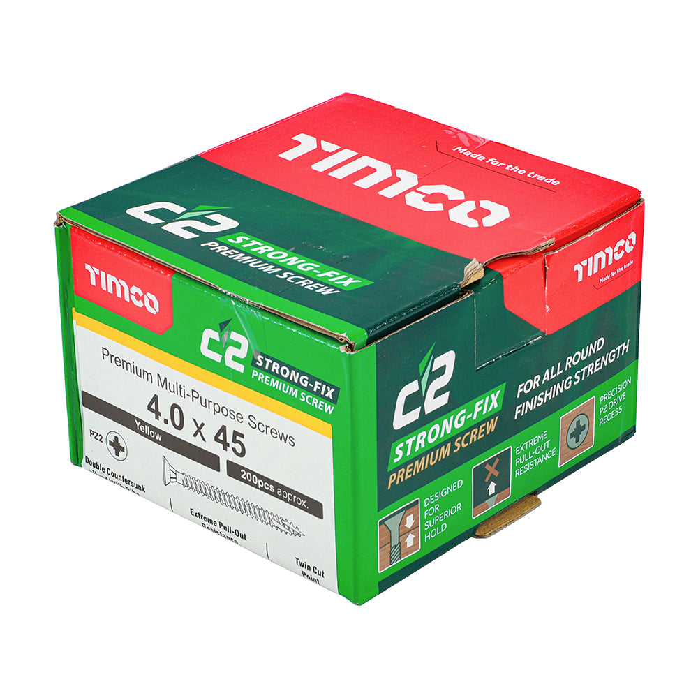 TIMCO C2 Strong-Fix Multi-Purpose Premium Countersunk Gold Woodscrews - 4.0 x 45 - Image
