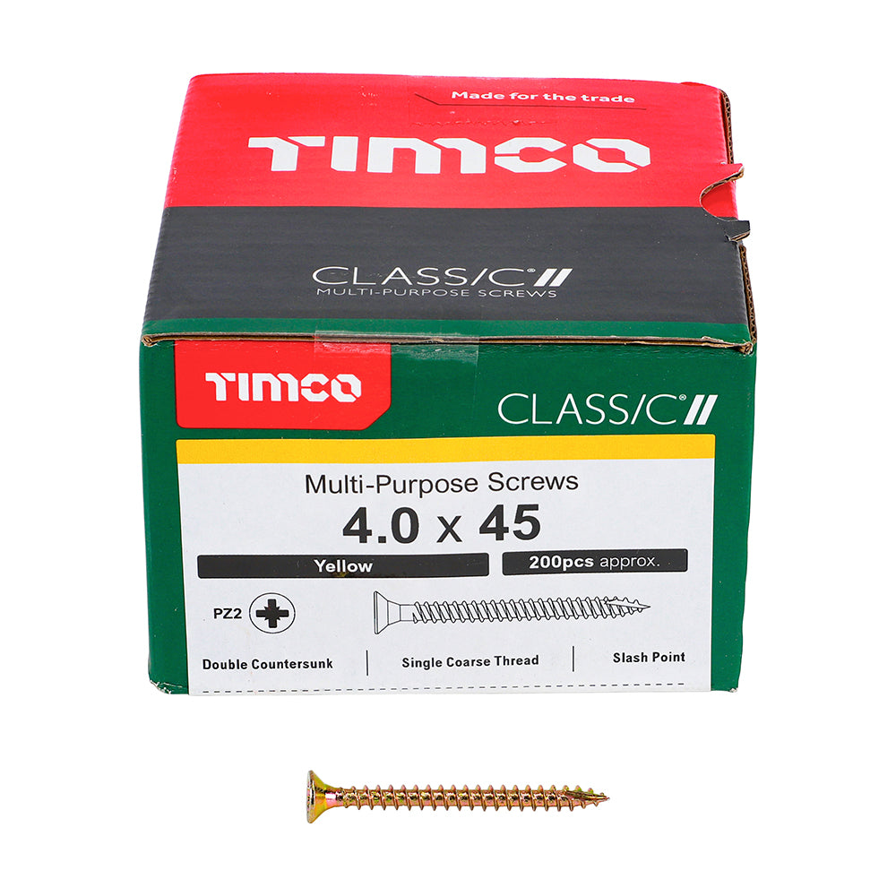 TIMCO Classic Multi-Purpose Countersunk Gold Woodscrews - 4.0 x 45 - Image