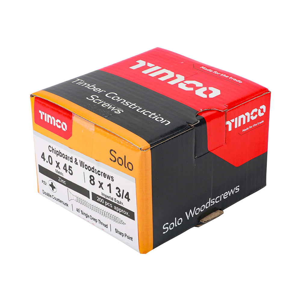 TIMCO Solo Countersunk Silver Woodscrews - 4.0 x 45 - Image