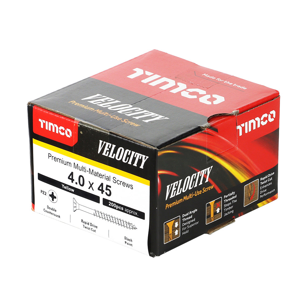TIMCO Velocity Premium Multi-Use Countersunk Gold Woodscrews - 4.0 x 45 - Image