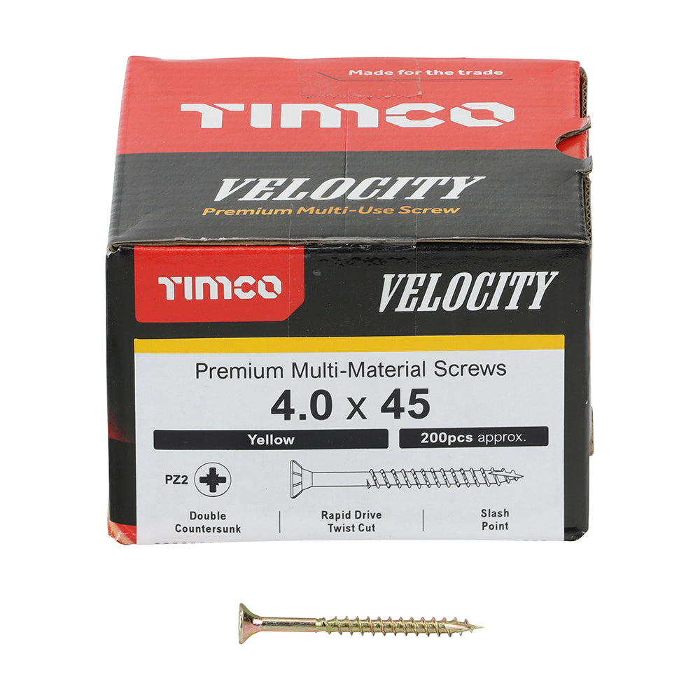 TIMCO Velocity Premium Multi-Use Countersunk Gold Woodscrews - 4.0 x 45 - Image