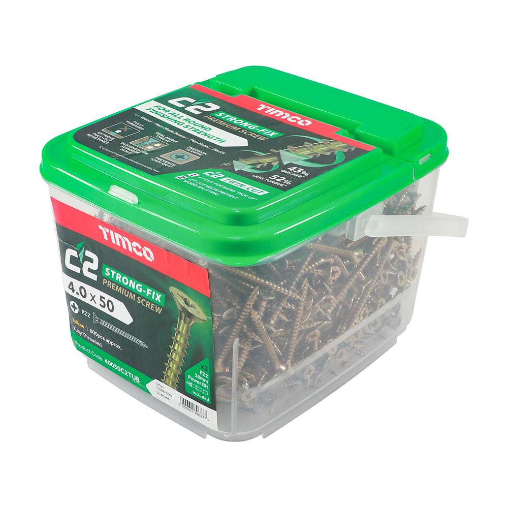 TIMCO C2 Strong-Fix Multi-Purpose Premium Countersunk Gold Woodscrews - 4.0 x 50 - Image