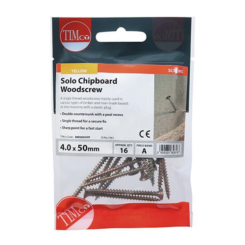 TIMCO Solo Countersunk Gold Woodscrews - 4.0 x 50 - Image