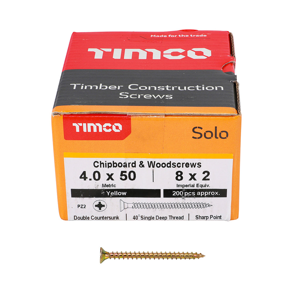 TIMCO Solo Countersunk Gold Woodscrews - 4.0 x 50 - Image