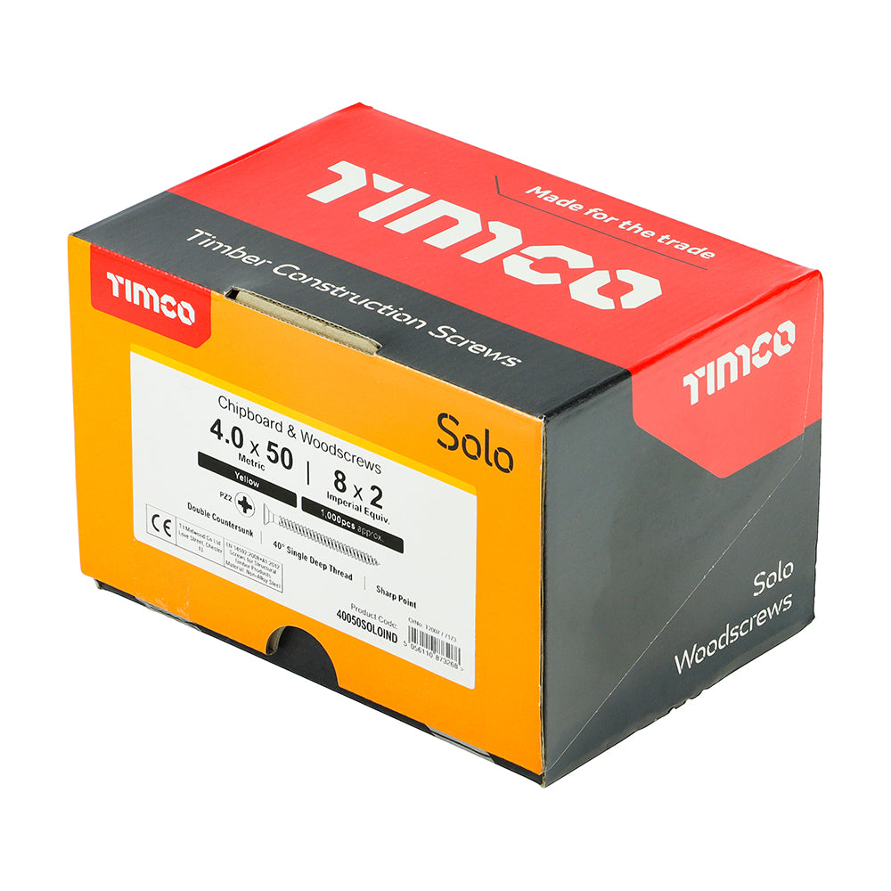 TIMCO Solo Countersunk Gold Woodscrews - 4.0 x 50 - Image