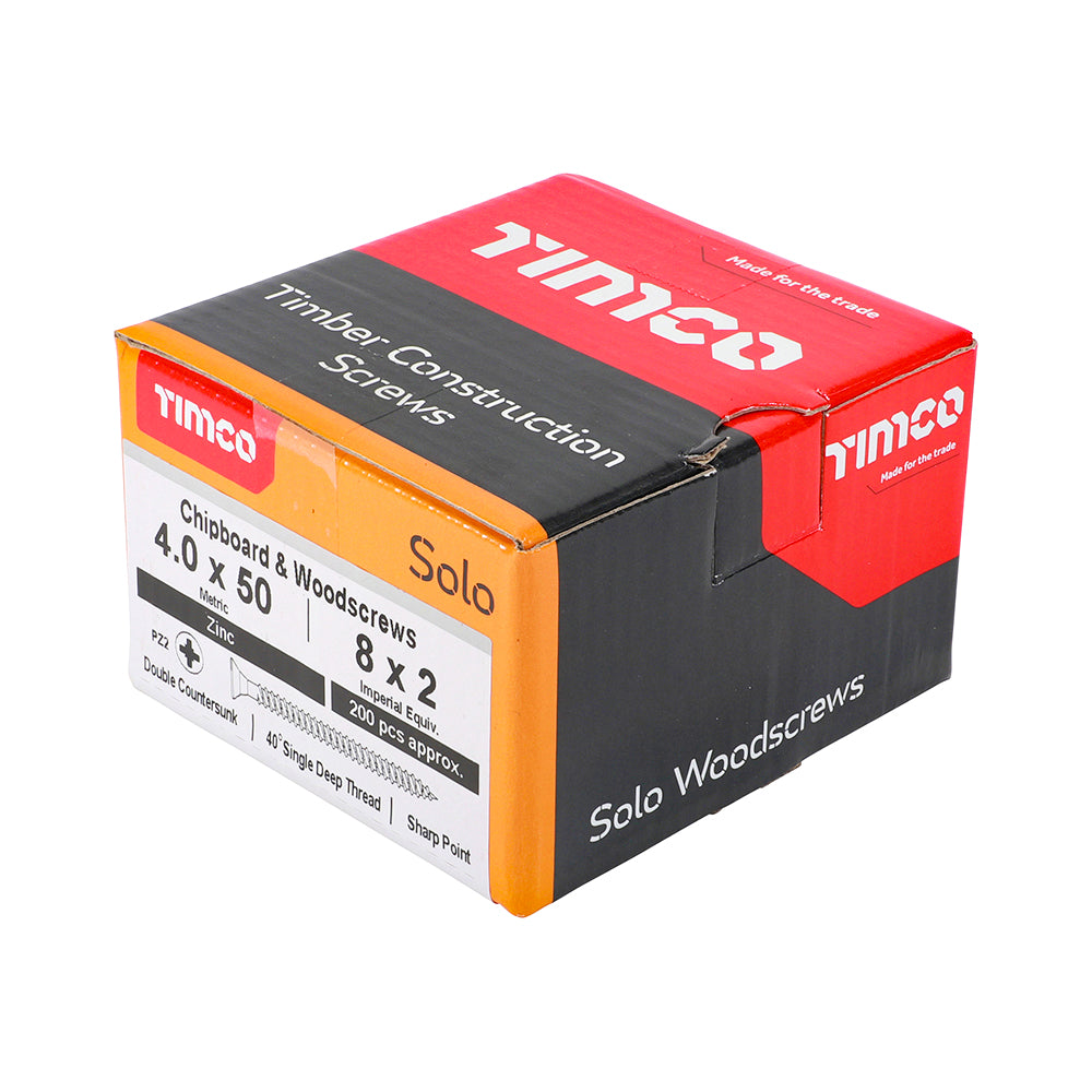 TIMCO Solo Countersunk Silver Woodscrews - 4.0 x 50 - Image