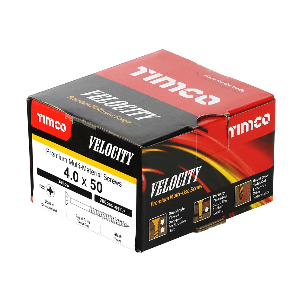 TIMCO Velocity Premium Multi-Use Countersunk Gold Woodscrews - 4.0 x 50 - Image
