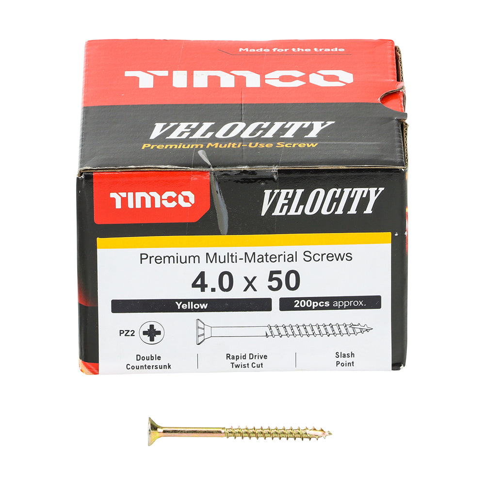 TIMCO Velocity Premium Multi-Use Countersunk Gold Woodscrews - 4.0 x 50 - Image