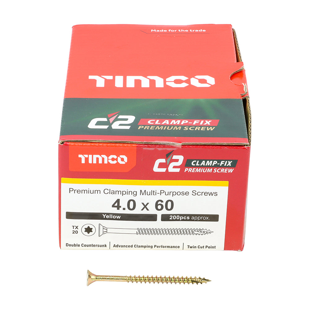 TIMCO C2 Clamp-Fix Multi-Purpose Premium Countersunk Gold Woodscrews - 4.0 x 60 - Image