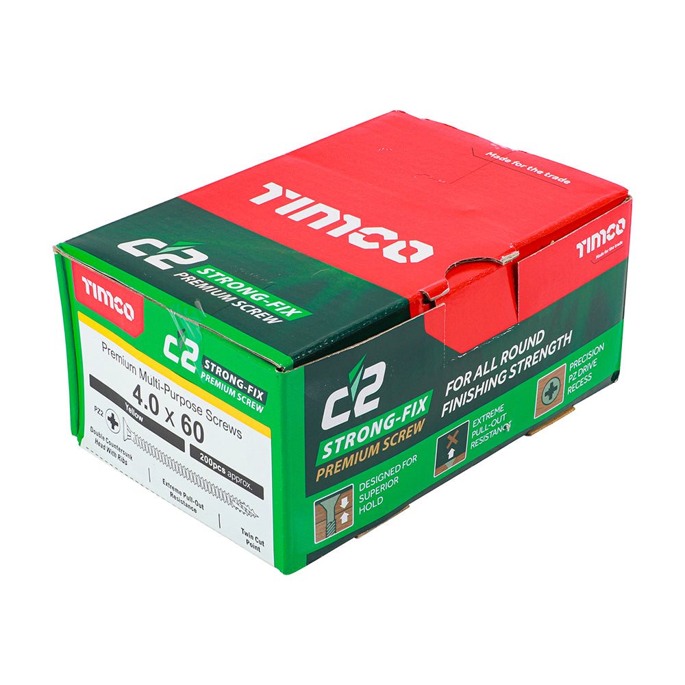 TIMCO C2 Strong-Fix Multi-Purpose Premium Countersunk Gold Woodscrews - 4.0 x 60 - Image