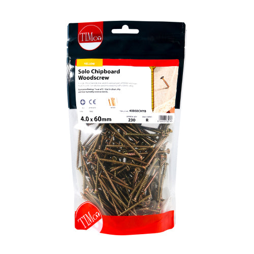 TIMCO Solo Countersunk Gold Woodscrews - 4.0 x 60 - Image