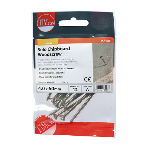 TIMCO Solo Countersunk Gold Woodscrews - 4.0 x 60 - Image