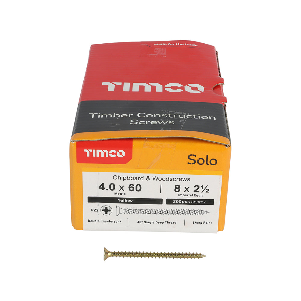 TIMCO Solo Countersunk Gold Woodscrews - 4.0 x 60 - Image