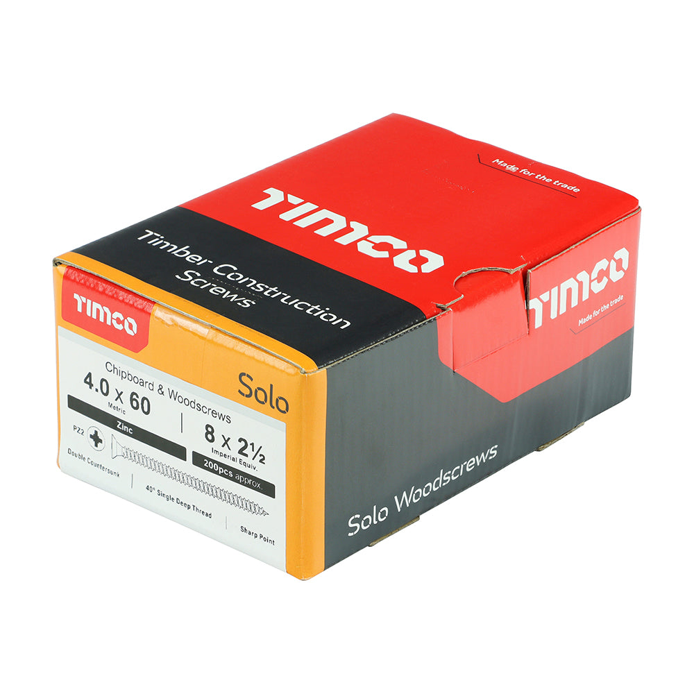 TIMCO Solo Countersunk Silver Woodscrews - 4.0 x 60 - Image