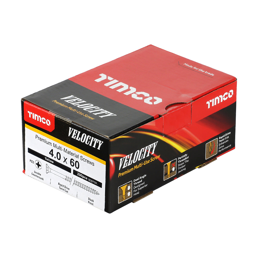 TIMCO Velocity Premium Multi-Use Countersunk Gold Woodscrews - 4.0 x 60 - Image