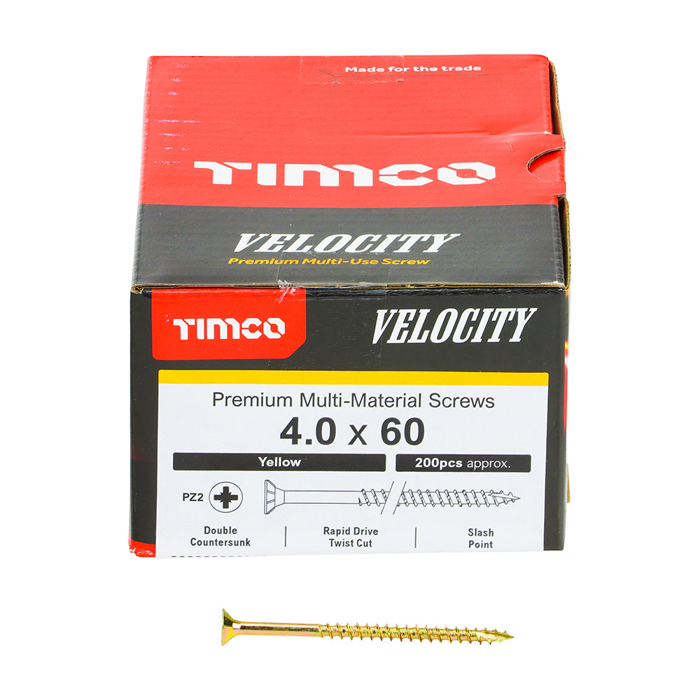 TIMCO Velocity Premium Multi-Use Countersunk Gold Woodscrews - 4.0 x 60 - Image
