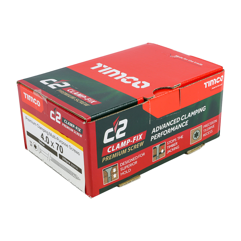 TIMCO C2 Clamp-Fix Multi-Purpose Premium Countersunk Gold Woodscrews - 4.0 x 70 - Image
