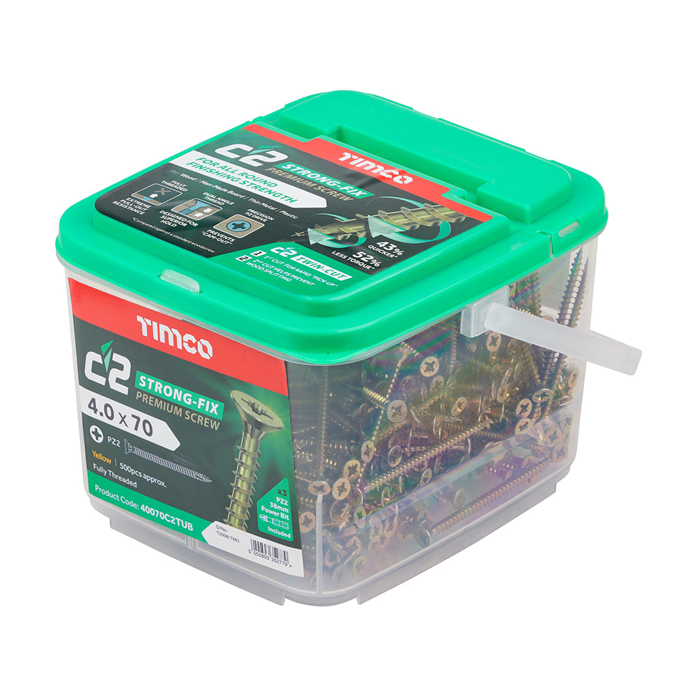 TIMCO C2 Strong-Fix Multi-Purpose Premium Countersunk Gold Woodscrews - 4.0 x 70 - Image