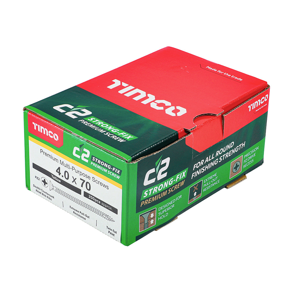 TIMCO C2 Strong-Fix Multi-Purpose Premium Countersunk Gold Woodscrews - 4.0 x 70 - Image
