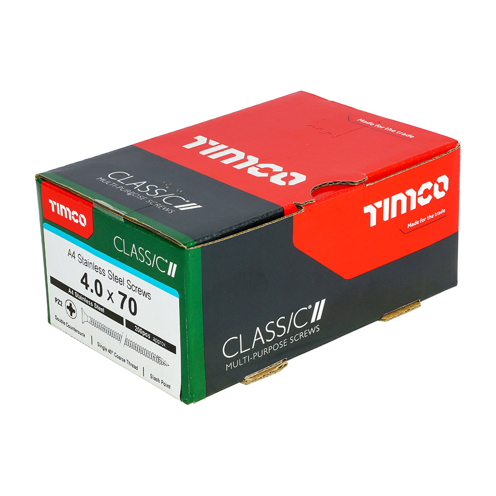 TIMCO Classic Multi-Purpose Countersunk A4 Stainless Steel Woodcrews - 4.0 x 70 - Image