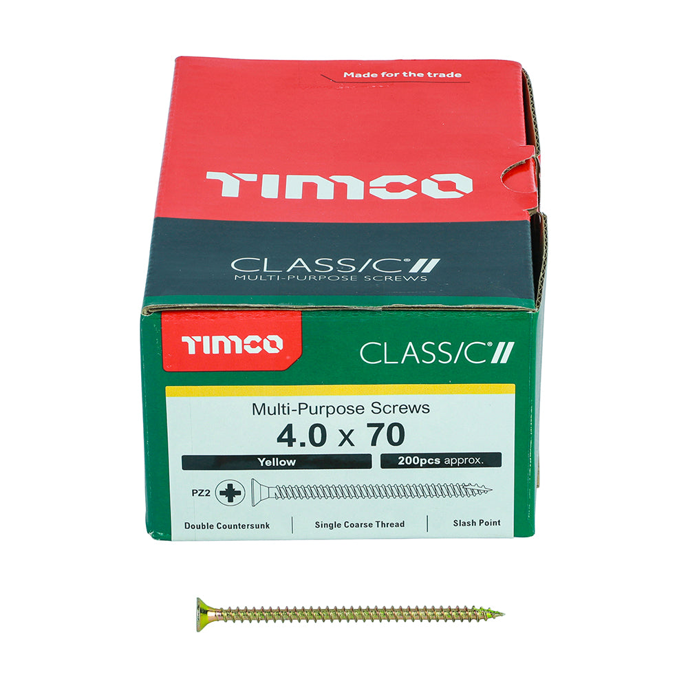 TIMCO Classic Multi-Purpose Countersunk Gold Woodscrews - 4.0 x 70 - Image