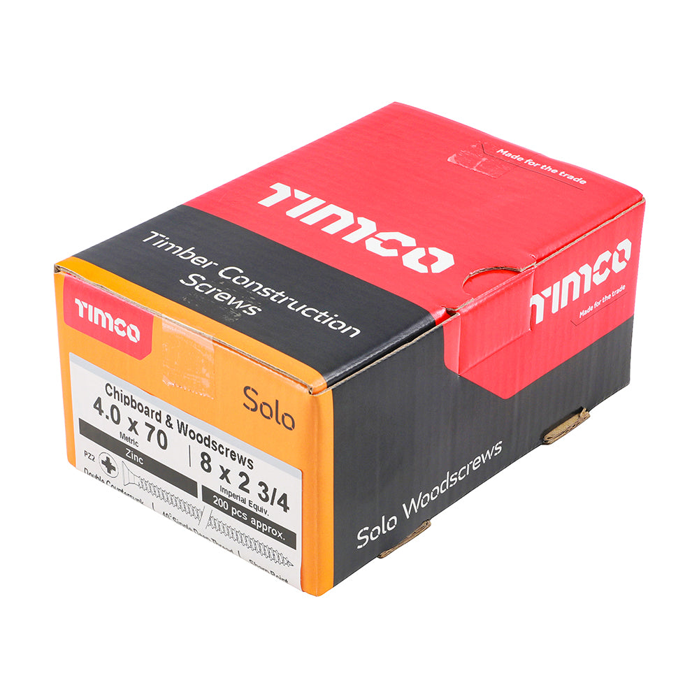 TIMCO Solo Countersunk Silver Woodscrews - 4.0 x 70 - Image