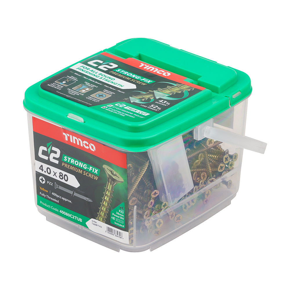 TIMCO C2 Strong-Fix Multi-Purpose Premium Countersunk Gold Woodscrews - 4.0 x 80 - Image