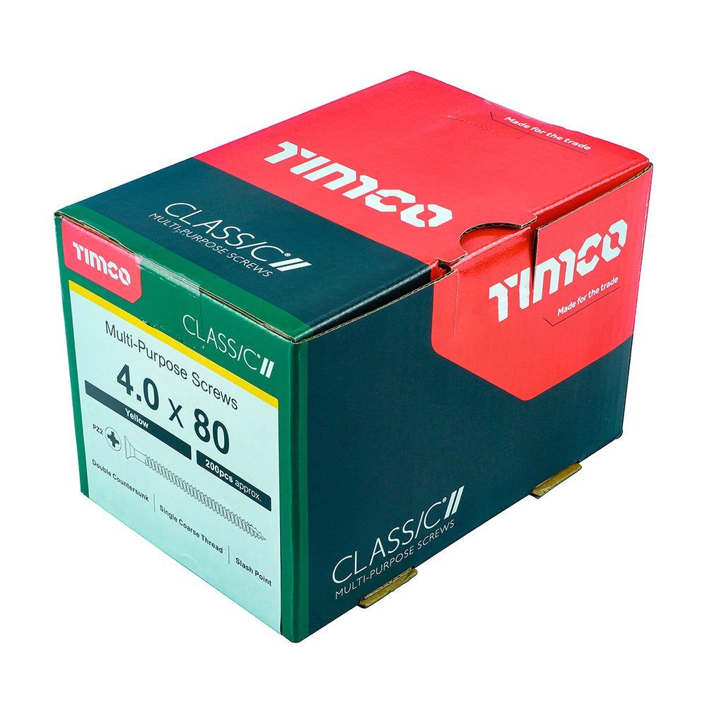 TIMCO Classic Multi-Purpose Countersunk Gold Woodscrews - 4.0 x 80 - Image