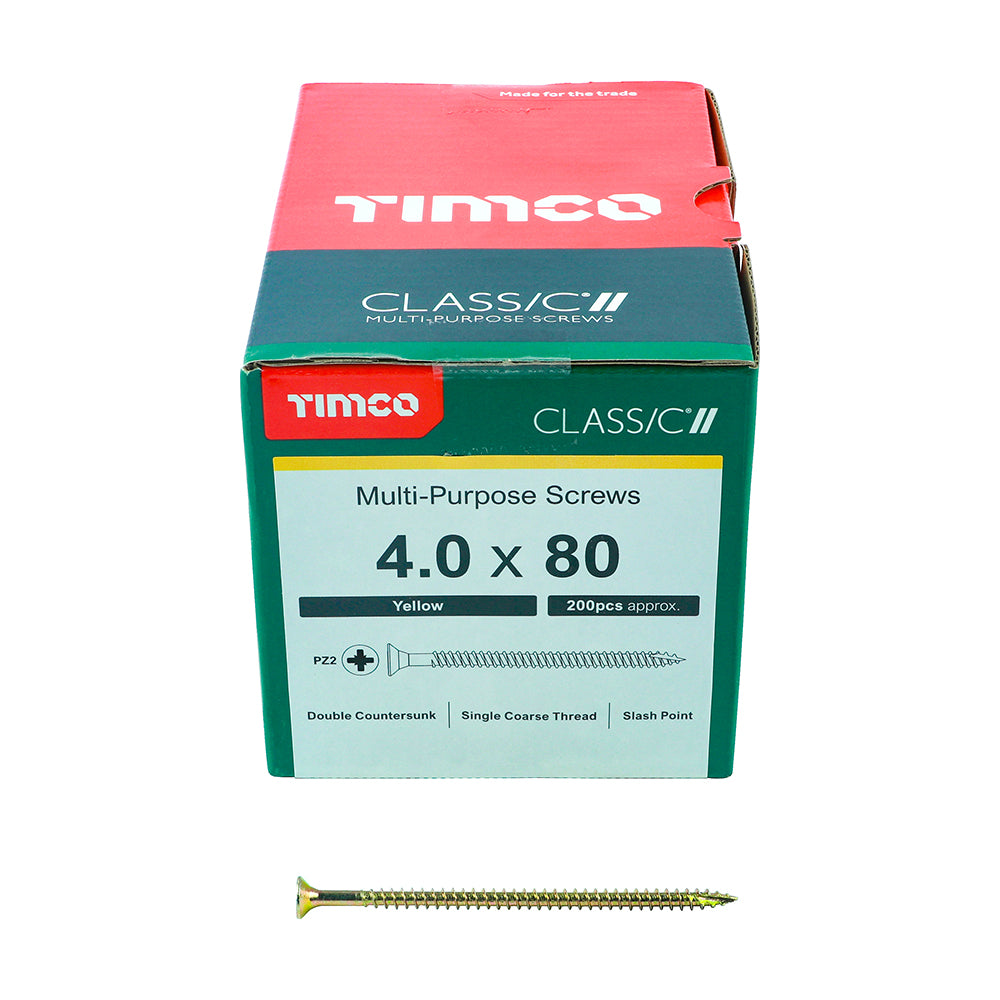 TIMCO Classic Multi-Purpose Countersunk Gold Woodscrews - 4.0 x 80 - Image