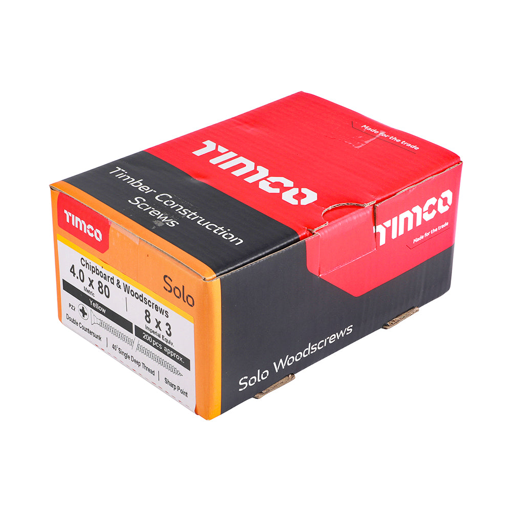 TIMCO Solo Countersunk Gold Woodscrews - 4.0 x 80 - Image